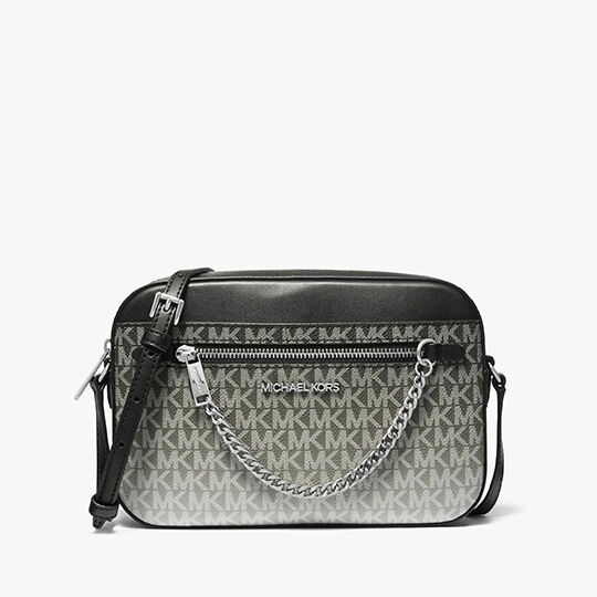 MK Jet Set Large Ombré Signature Logo Crossbody Body (Black)