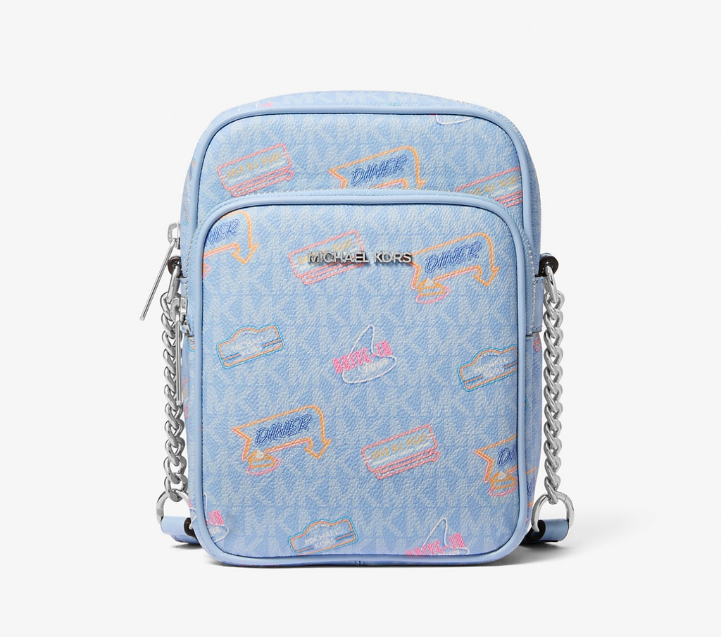 MK Jet Set Medium Printed Signature Logo Crossbody Bag